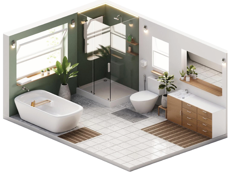 home floating 3D bathroom remodeling